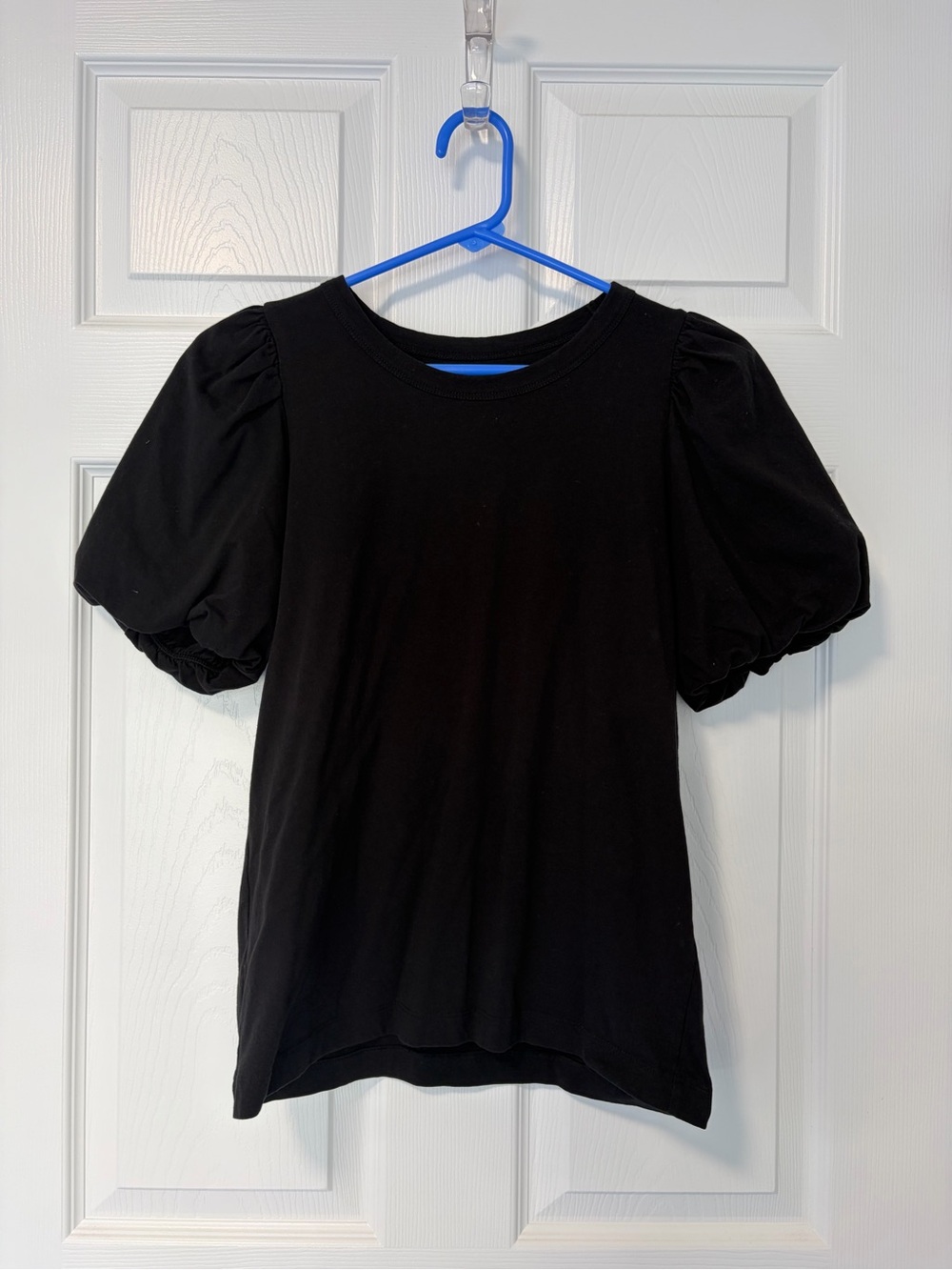 LOFT Black Puff-Sleeve Crewneck Tee